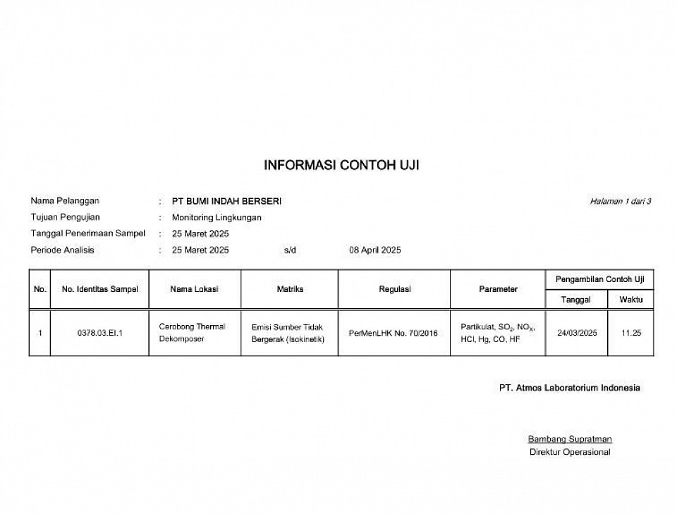 Informasi Contoh Uji